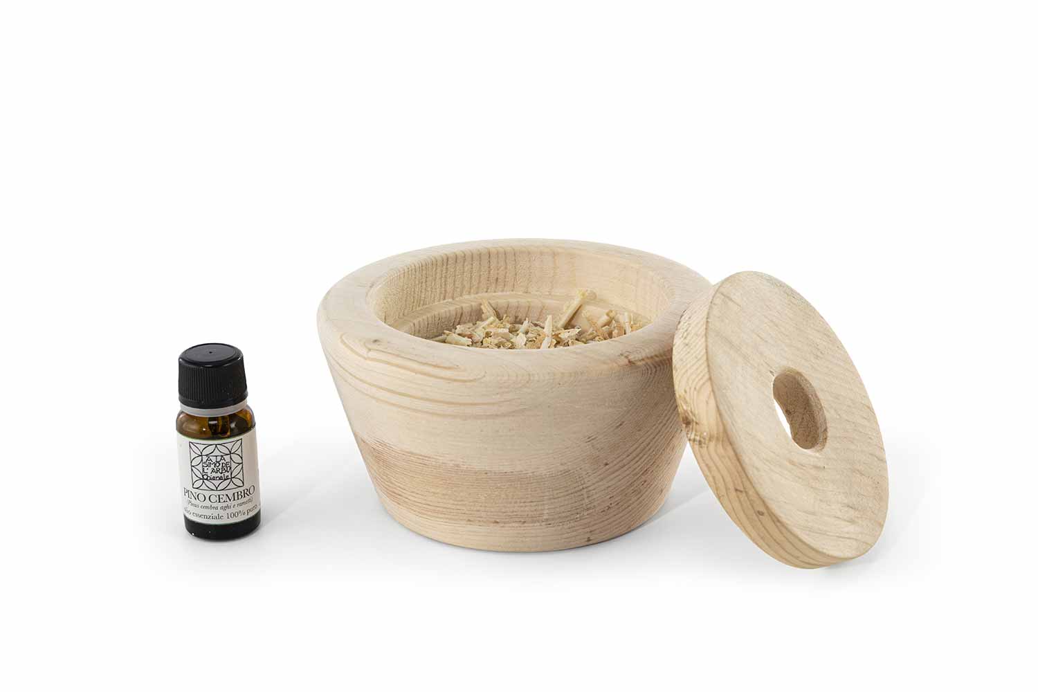 Diffusore per ambiente con trucioli di pino cembro